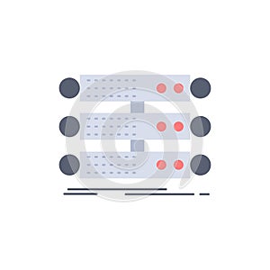 server, structure, rack, database, data Flat Color Icon Vector