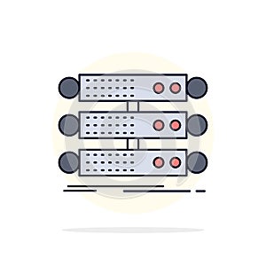 server, structure, rack, database, data Flat Color Icon Vector