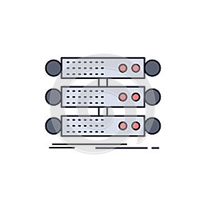 server, structure, rack, database, data Flat Color Icon Vector