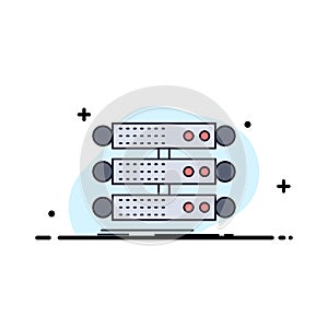 server, structure, rack, database, data Flat Color Icon Vector
