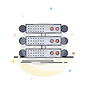 server, structure, rack, database, data Flat Color Icon Vector