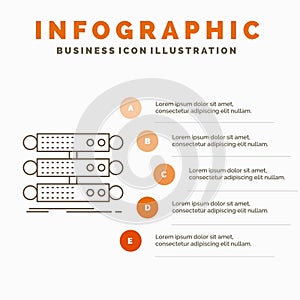 server, structure, rack, database, data Infographics Template for Website and Presentation. Line Gray icon with Orange infographic