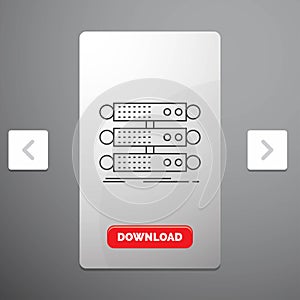 server, structure, rack, database, data Line Icon in Carousal Pagination Slider Design & Red Download Button
