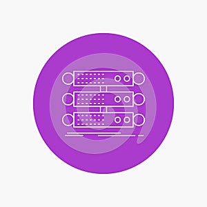 server, structure, rack, database, data White Line Icon in Circle background. vector icon illustration