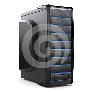 Server tower box. Black desktop PC