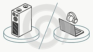 Server Tower and Laptop, Digital Data and Computing, vector design Generative AI