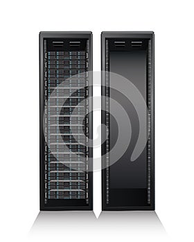 Server tower on white background