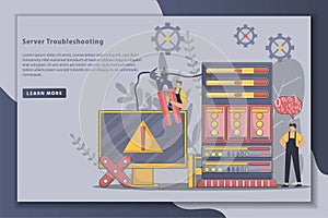 Server troubleshooting landing page illustration