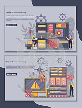 Server troubleshooting landing page illustration