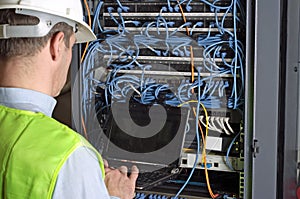 Server and wires during check-up