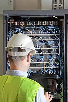 Server and wires during check-up