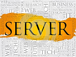 SERVER word cloud collage