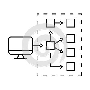 serverless architecture software line icon vector illustration