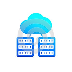 servers and cloud solutions icon on white