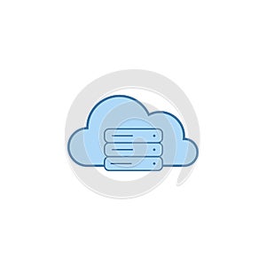 Servers and Clouds. Cloud Computing Concept. Stock vector illustration isolated on white background
