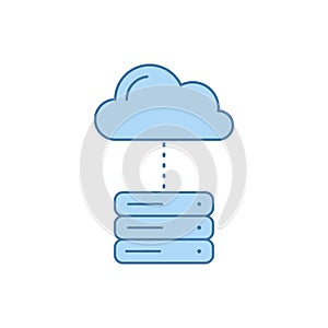 Servers and Clouds. Cloud Computing Concept. Stock vector illustration isolated on white background