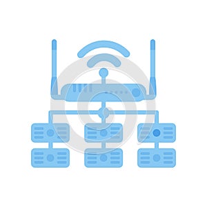 Servers connected to the router. IOT and automation concept. Isolated. Vector.