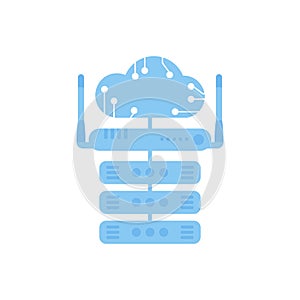 Servers connected to the router. IOT and automation concept. Isolated. Vector.