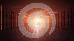 Servers in dark room exploring the world of data centers cloud computing and network infrastructure