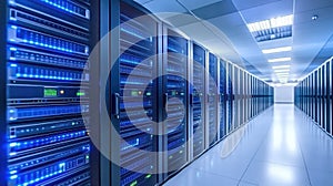 Servers in a data center, exploring the infrastructure of modern cloud computing and storage solutions