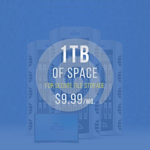 Servers data center with laptop. Cloud computing concept . Flat illustration EPS 10