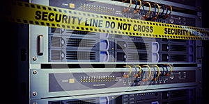 Servers and hardware room computer technology security concept