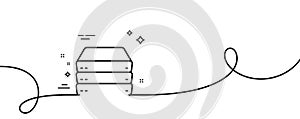 Servers line icon. PC component sign. Big data storage. Continuous line with curl. Vector
