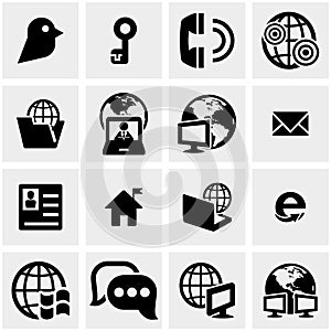 Servers, network vector icons set on gray