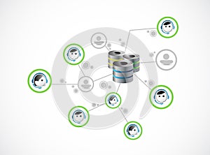 servers people connection network illustration