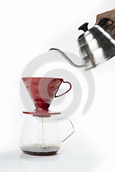 Serves coffee with a V60 dripper coffee maker photo