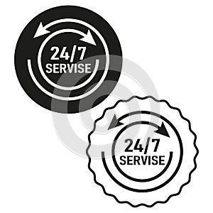 Service 24x7 icon. Vector illustration. stock image.