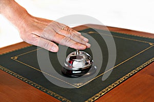 Service bell on reception desk
