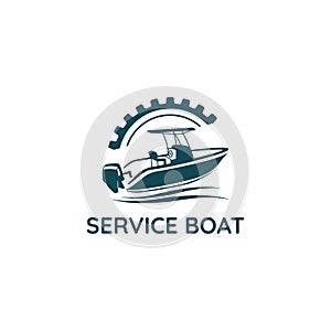 Service boat logo vector