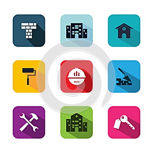 Service building icon vector flat style illustration for web, mobile, symbol, application and graphic design