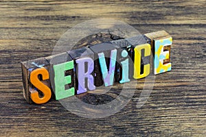 Service business customer letterpress office support communication help