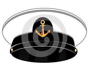 Service cap of the sea captain on white background