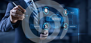 Service customer satisfaction technical support concept on virtual screen