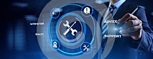 Service customer satisfaction technical support concept on virtual screen