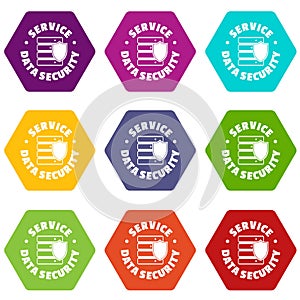 Service data security icons set 9 vector