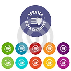 Service data security icons set vector color