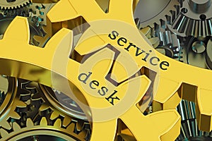 Service Desk concept on the gearwheels, 3D rendering