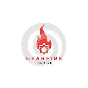 Service gear with fire logo symbol icon vector graphic design illustration idea creative