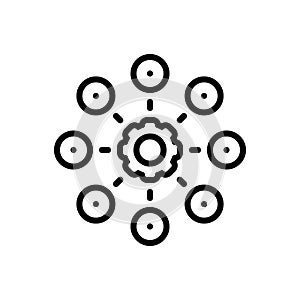 Black line icon for Service, centralized and networking
