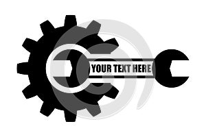 Service icon. Gear and wrench. Service tools flat vector icon. Cogwheel with wrench symbol logo illustration. Vector