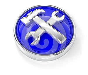 Service icon on glossy blue round button