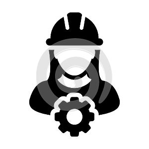 Service Icon Vector Female Person Worker Avatar Profile with Gear