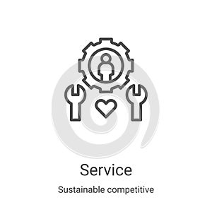 service icon vector from sustainable competitive advantage collection. Thin line service outline icon vector illustration. Linear