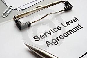 Service level agreement SLA application ready for signing. photo