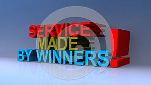 Service made by winners on blue