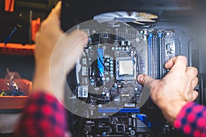 IT service and man fixing a PC